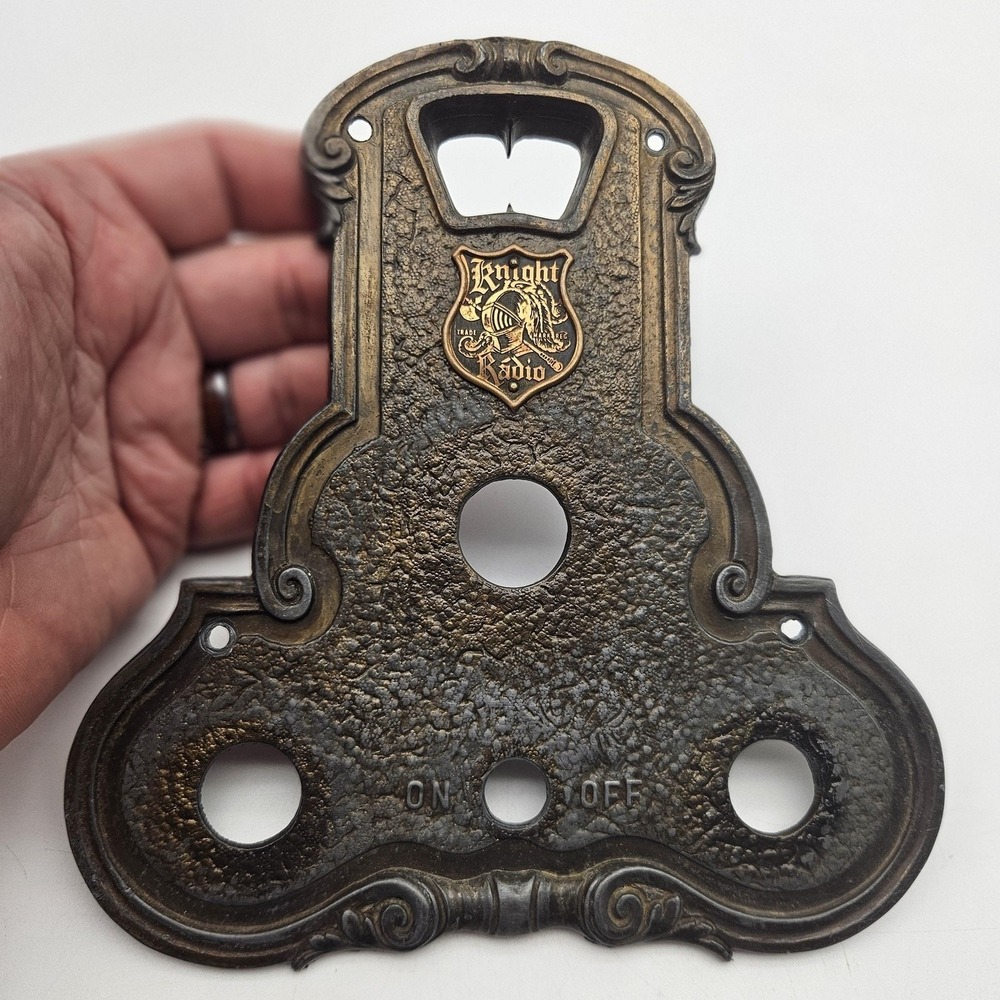 Vintage Knight Radio Bronze Art Deco Faceplate On Off Switch Cover Plate